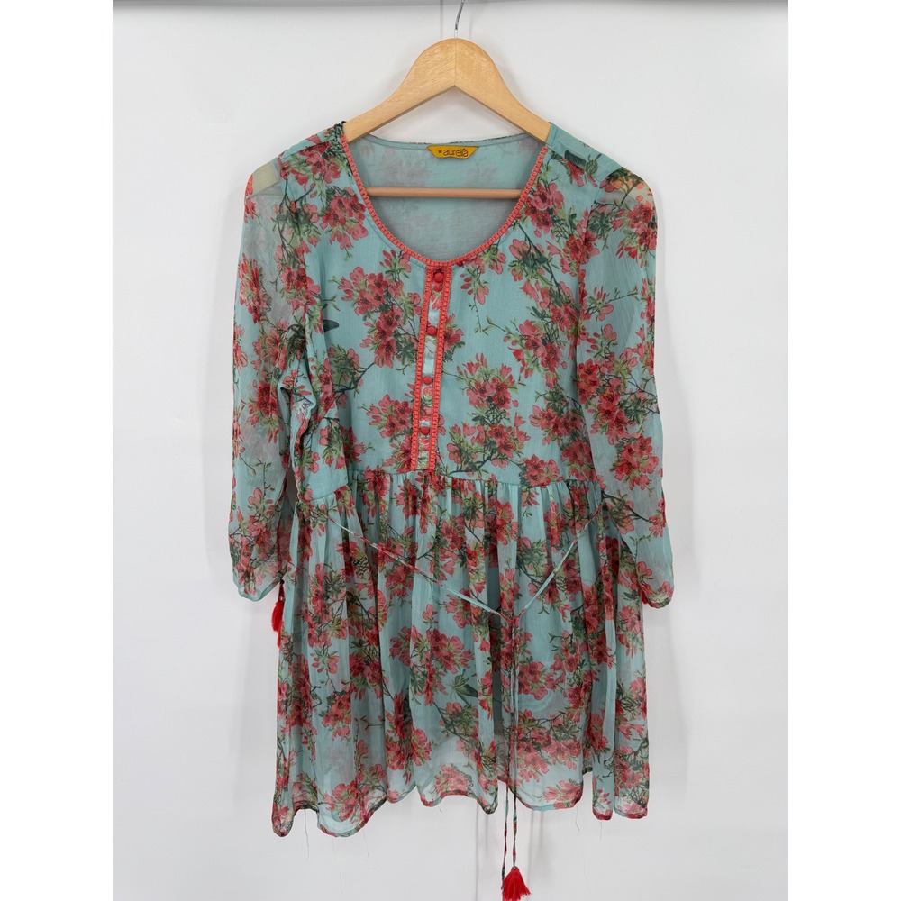 Aurelia Tunic Top Womens Size XL Floral Boho Hippie Festival Gypsy Flowy Tiered
